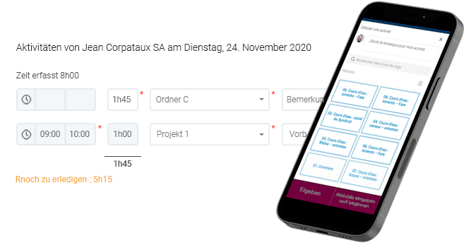 mockup activite timesheet de - tipee