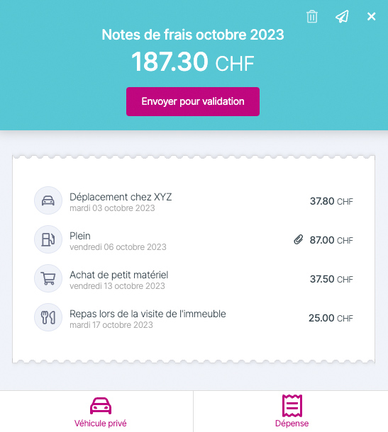 Gestion des Notes de frais dans l'application tipee