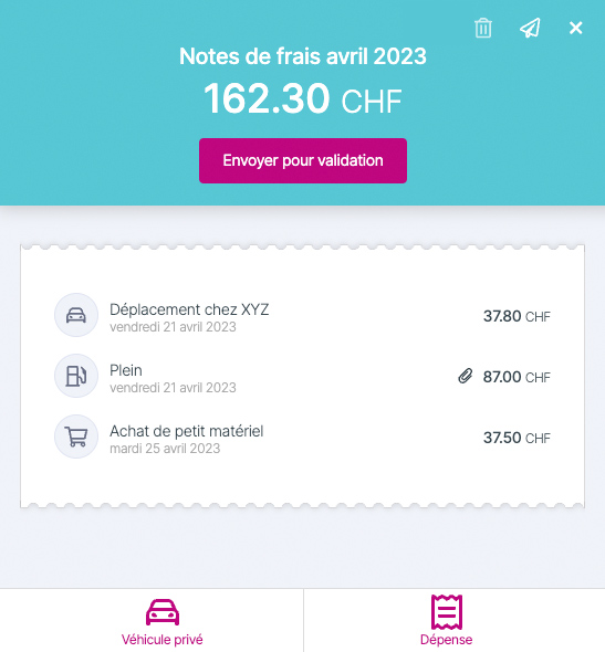 Gestion des Notes de frais dans l'application tipee