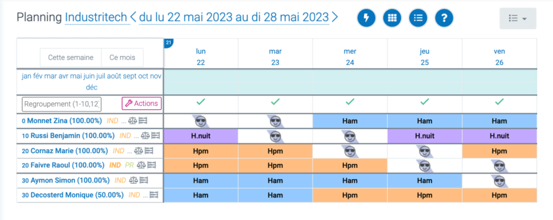 planification des equipes visuel - tipee