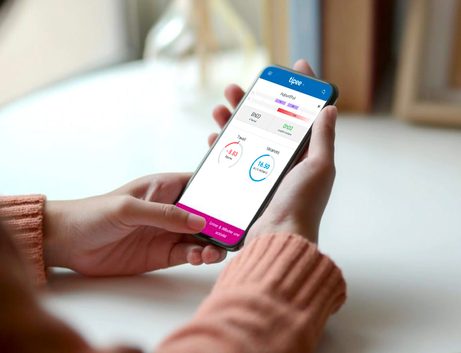 Ecran gestion du temps application tipee